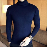 Turtleneck Sweater Men Wool Pullover Mens Sweaters Stripe