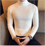 Turtleneck Sweater Men Wool Pullover Mens Sweaters Stripe