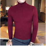 Turtleneck Sweater Men Wool Pullover Mens Sweaters Stripe