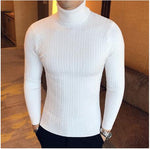 Turtleneck Sweater Men Wool Pullover Mens Sweaters Stripe