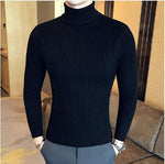 Turtleneck Sweater Men Wool Pullover Mens Sweaters Stripe